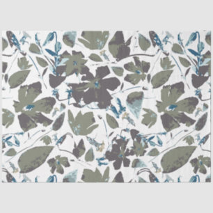 Floral Waterverf Sage Blauwgroen Blues Pattern Tissuepapier