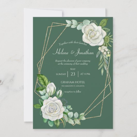 Floral Waterverf Sage Green Rustic Boho Wedding Kaart (Voorkant)