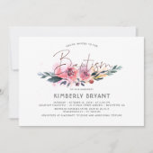Floral Waterverf Script Elegant Baptisme Kaart (Voorkant)