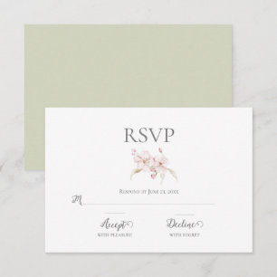 Floral Waterverf Script Pastel Green Wedding RSVP Kaartje
