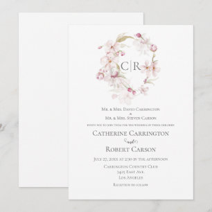 Floral Waterverf Script Pastel Pink Weddenschap Kaart