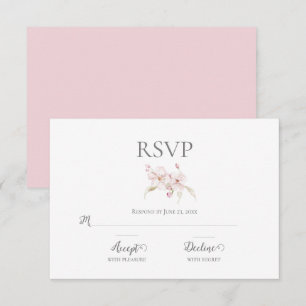 Floral Waterverf Script Pastel Pink Weddenschap RS RSVP Kaartje