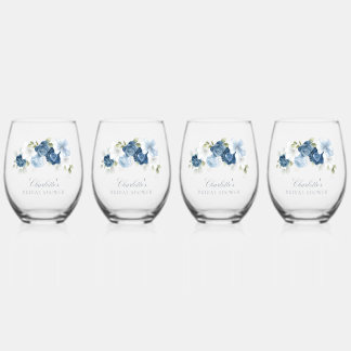Floral Waterverf Script Vrijgezellenfeest Wijnglas Zonder Voet