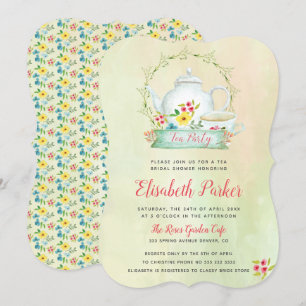 Floral waterverf sierlijk vrijgezellenfeest theefe kaart