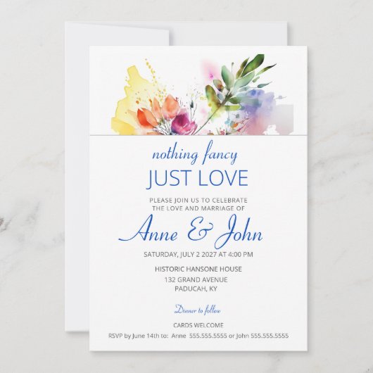 Floral Waterverf Soft Pastel Kaart (Voorkant)