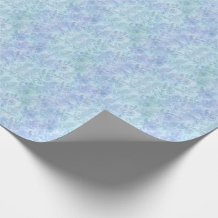Floral Waterverf Sparkle Pattern Blue Cadeaupapier
