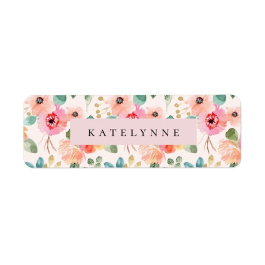Floral Waterverf Stickers Flowers Name Labels (Voorkant)