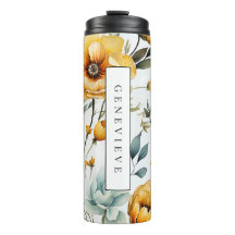 Floral Waterverf Travel Mug Drink Thermal Tumbler