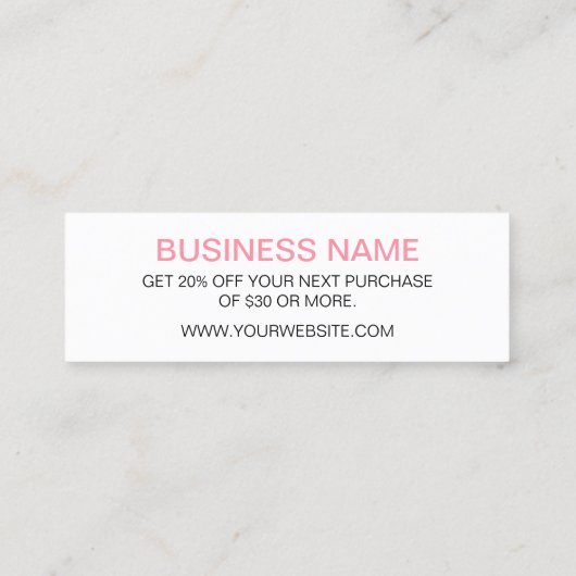 Floral waterverf trendy roze roze roze kaart mini visitekaartje (Achterkant)