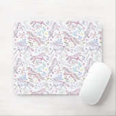 Floral Waterverf Unicorn Pattern Muismat (Met muis)