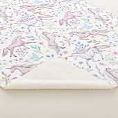 Floral Waterverf Unicorn Pattern Sherpa Deken (3/4)