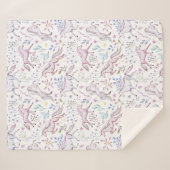 Floral Waterverf Unicorn Pattern Sherpa Deken (Voorkant (horizontaal))