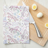 Floral Waterverf Unicorn Pattern Theedoek (Quarter Fold)