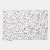 Floral Waterverf Unicorn Pattern Theedoek (Horizontaal)