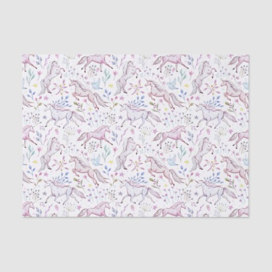 Floral Waterverf Unicorn Pattern Tissuepapier (Voorkant)