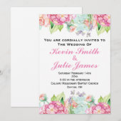 Floral Waterverf Wedding Invitation Kaart (Voorkant / Achterkant)