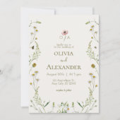 Floral Waterverf Wedding Invitation Kaart (Voorkant)