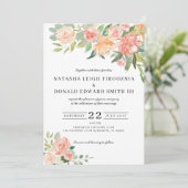 Floral Waterverf Wedding Invitation Kaart (Staand voorkant)