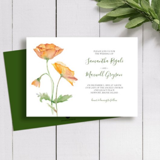 Floral Waterverf Wedding Invitation Kaart