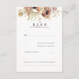 Floral Waterverf Wedding RSVP-kaarten RSVP Kaartje
