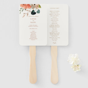 Floral Waterverf Welkom Huwelijksprogramma Handwaaier