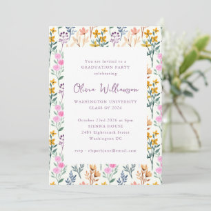 Floral Waterverf Wildbloemen GraduPartij Kaart