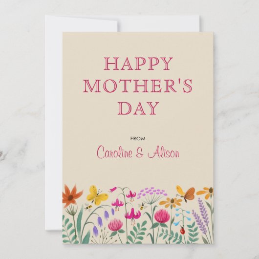 Floral Waterverf Wildflowers Happy Moederdag (Voorkant)