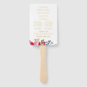 Floral Waterverf Wit Goud Huwelijksprogramma Handwaaier (Achterkant)