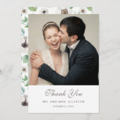 Floral-Waterverf | witte annemone | Dank u wel Bedankkaart (Voorkant / Achterkant)