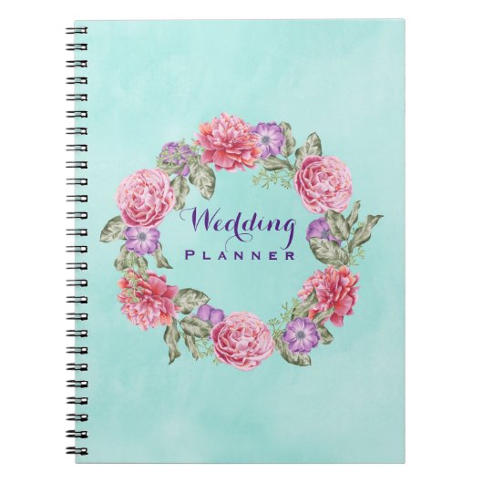 Floral Waterverf Wreath Wedding Planner Notitieboek (Voorkant)