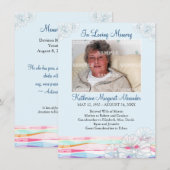 Floral Waves Blue Memorial Kaart (Voorkant / Achterkant)