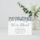 Floral We hebben New Home Dusty Blue Moving verpla Aankondiging (Staand voorkant)