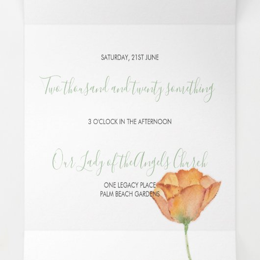 Floral Weddenschap Drieluik Uitnodiging (Binnenkant midden)