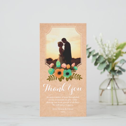 Floral Weddenschap Hartelijk dank jullie bloemen F Bedankkaart (Staand voorkant)