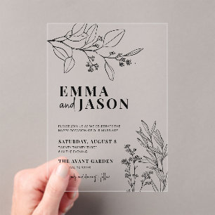 Floral Wedding Acryl Uitnodigingen
