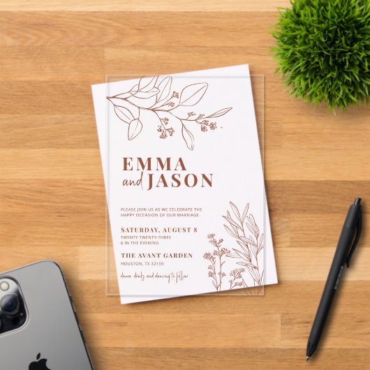 Floral Wedding Acryl Uitnodigingen (Insitu (Uitnodiging))