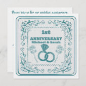 Floral wedding Anniversary Customizable year Kaart (Voorkant / Achterkant)