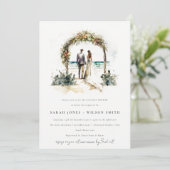 Floral Wedding Arch Beach Seascape Couples Shower Kaart (Staand voorkant)