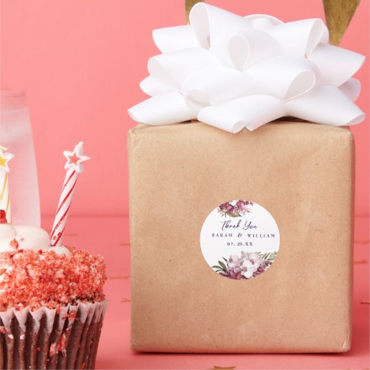 Floral Wedding Bedankt Classic ronde Stickers (Feest)
