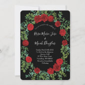 Floral Wedding Black and Red Peony Roos Kaart (Voorkant)