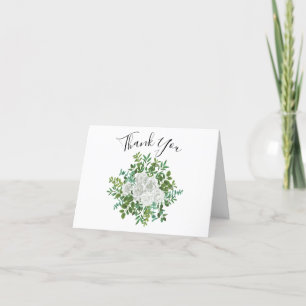 Floral Wedding Black and White Rose Bedankkaart