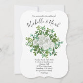 Floral Wedding Black and White Rose Kaart (Voorkant)