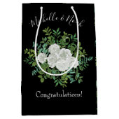 Floral Wedding Black and White Rose Medium Cadeauzakje (Voorkant)
