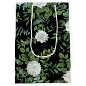 Floral Wedding Black and White Rose Medium Cadeauzakje (Achterkant)