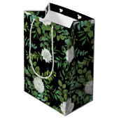 Floral Wedding Black and White Rose Medium Cadeauzakje (Achterkant Gekanteld)