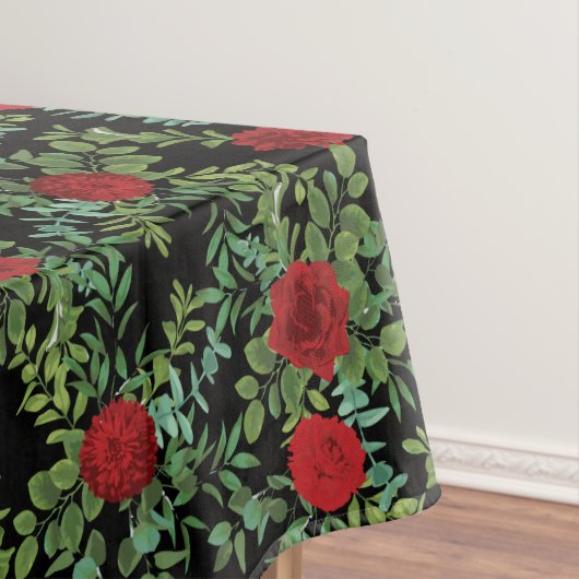 Floral Wedding Black & Red Peony Roos Tafelkleed (Voorbeeld)