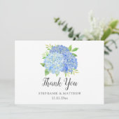 Floral Wedding Blue Hydrangea Waterverf Bedankkaart (Staand voorkant)