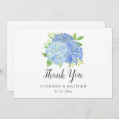 Floral Wedding Blue Hydrangea Waterverf Bedankkaart (Voorkant / Achterkant)
