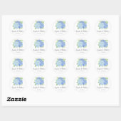 Floral Wedding Blue Hydrangea Waterverf Ronde Sticker (Vel)