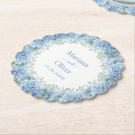 Floral Wedding Blue Hydrangeas Waterverf Kartonnen Onderzetters